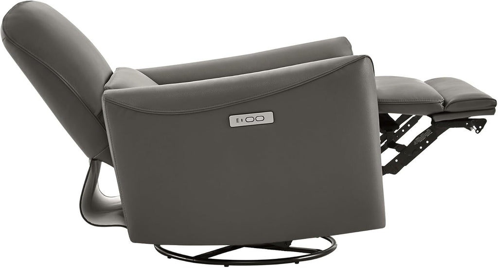 CHITA Power Recliner Chair Swivel Glider, FSC Certified Upholstered Faux Leather Living Room Nursery Reclining Sofa Chair with Lumbar Support, Charcoal