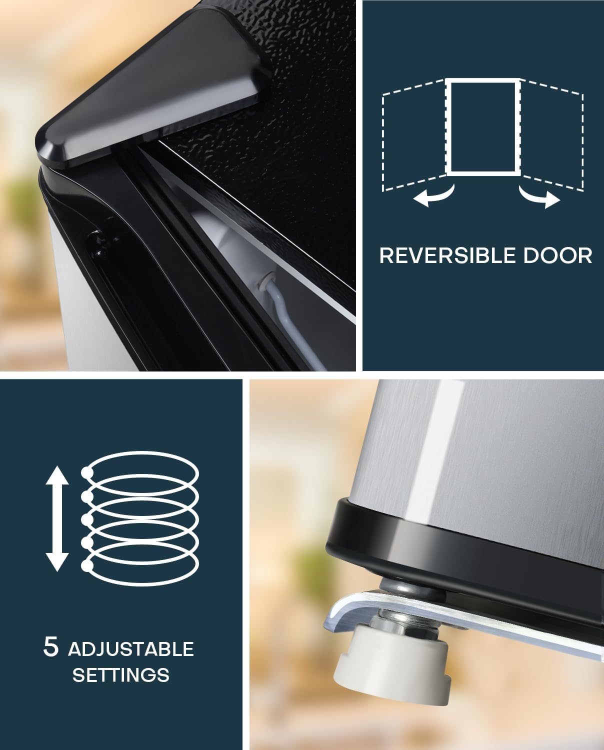 Upstreman 1.7 Cu.ft Mini Fridge with Freezer, Dorm Essentials, Adjustable Thermostat, Energy Saving, Low Noise, Single Door Compact Refrigerator for Dorm, Office, Bedroom, Stainless- FR17