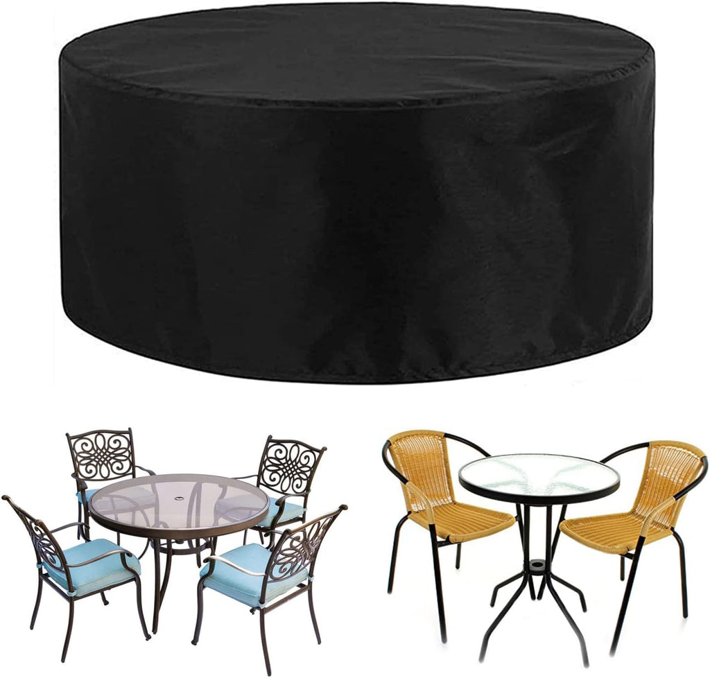 Heavy Duty 420D Patio Furniture Cover 138' D x 33' H, Garden Table and Chair Set Covers, Round Patio Barbecue Gas Grill Cover, Waterproof Windproof Sofa Cover (350x85cm)