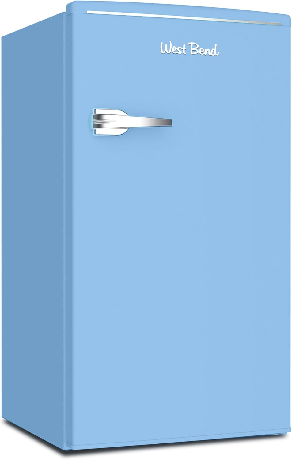 West Bend Mini Fridge for Bedroom, Office, Bar or College Dorm Room, Retro Compact Refrigerator features single door, glass shelves and adjustable temperature control, 3.0-Cu.Ft., Robin's Egg Blue