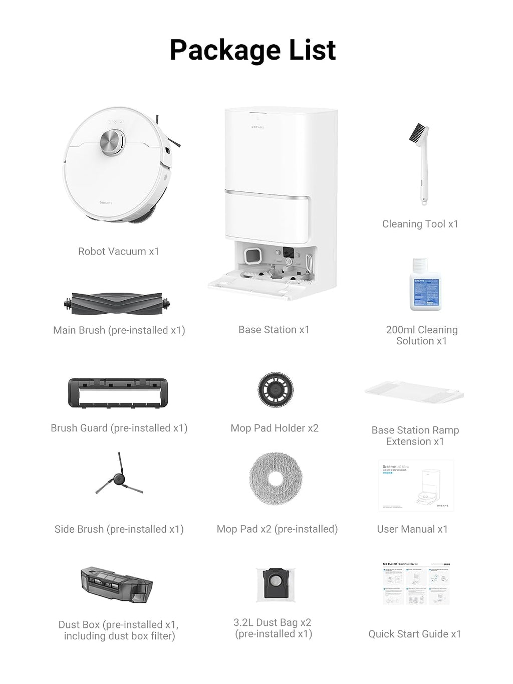 DREAME L40 Ultra Robot Vacuum Self Emptying, 11,000Pa Suction Robot Vacuum and Mop Combo with Auto Cleaning Dock, 149℉ Mop Washing, SideBrush Extendable, Solution Auto Refill, Voice Control