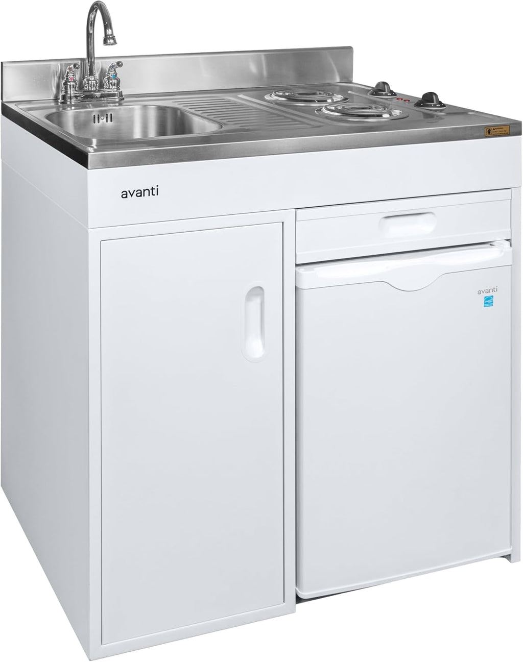 Avanti CK3616 36' Energy Star Rated Complete Compact Kitchen Stainless Steel Sink and White body