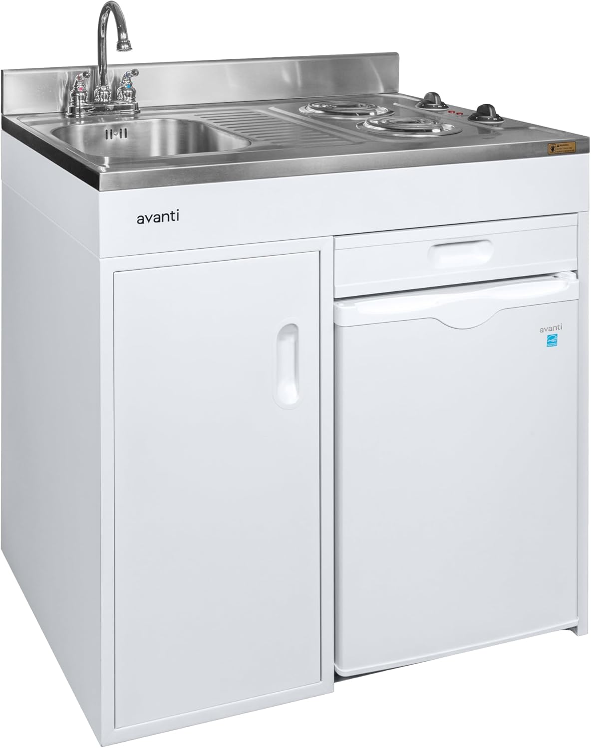 Avanti CK3616 36' Energy Star Rated Complete Compact Kitchen Stainless Steel Sink and White body