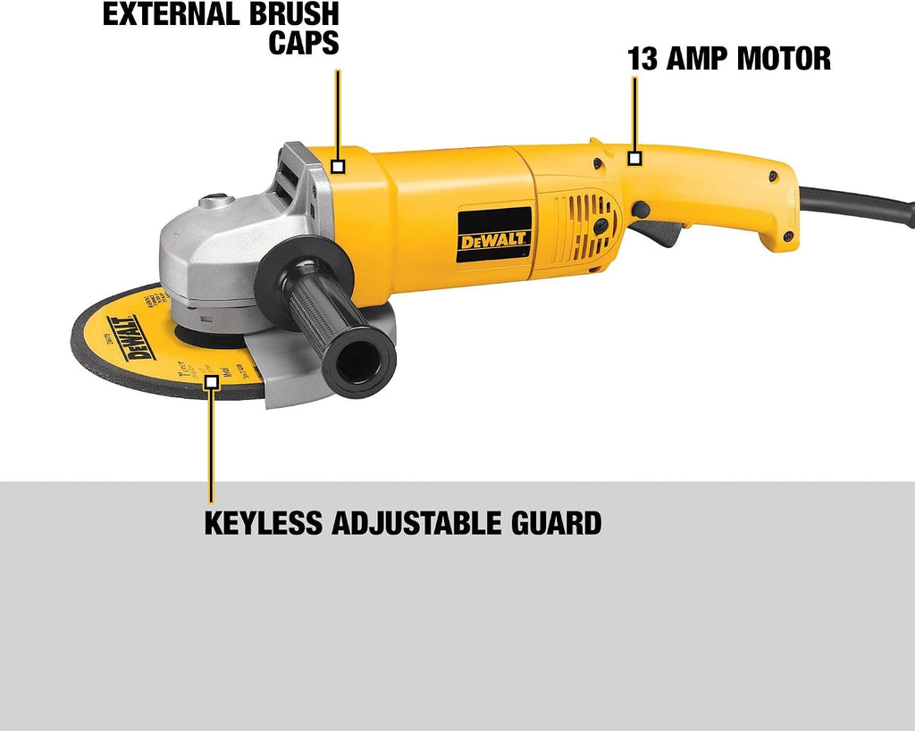 DEWALT Angle Grinder, 7-Inch, 13-Amp, 8,000 RPM, With Dust Ejection System, Corded (DW840)