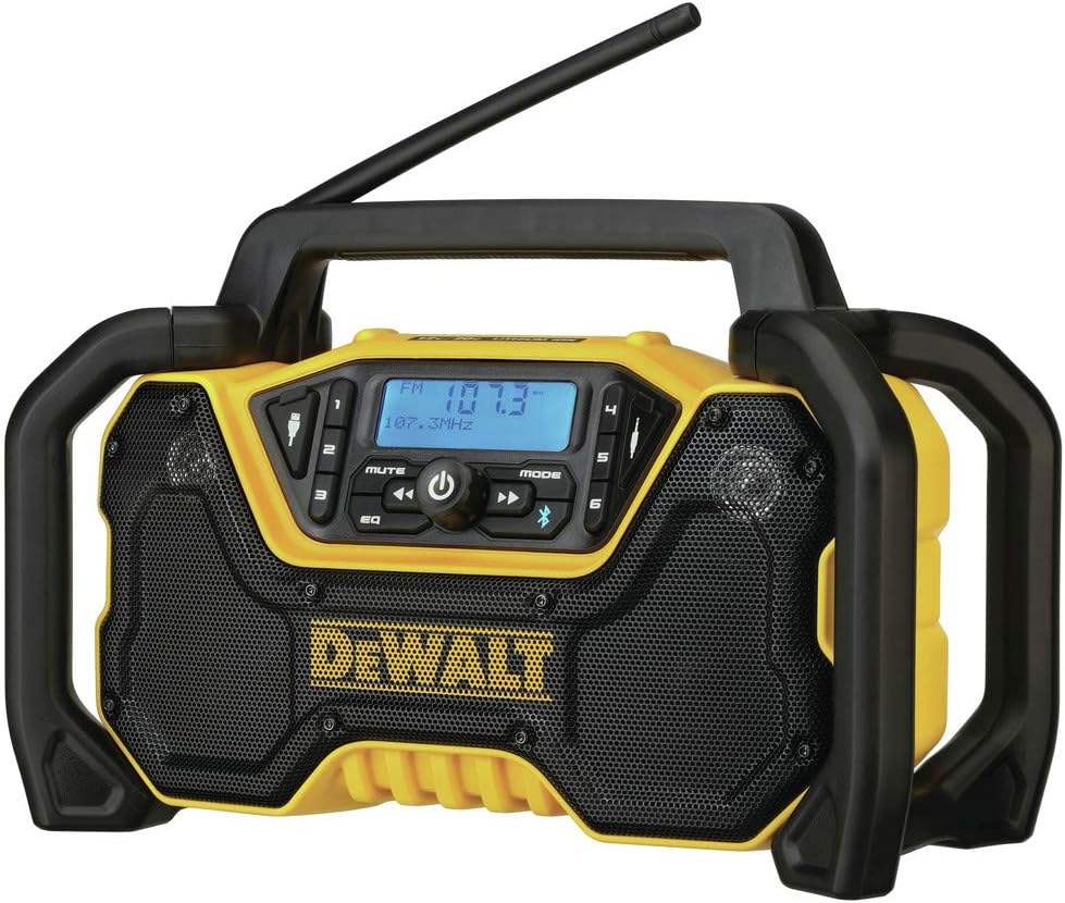 DEWALT 12V/20V MAX Portable Bluetooth Radio, Cordless, 100 ft Range, 3.5' Subwoofers, Jobsite (DCR028B)