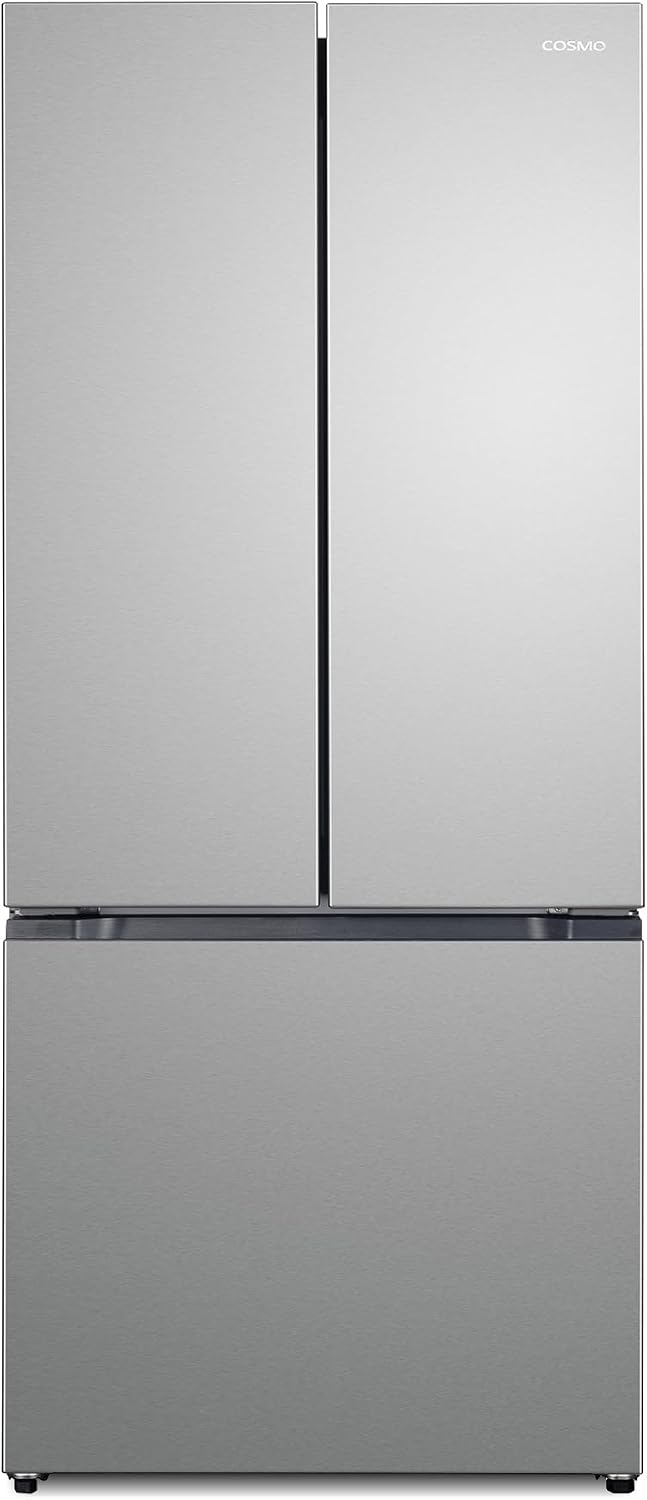 COSMO COS-RFFV183RS 30 in. Vista Collection 17.5 cu. ft. Counter Depth 3-Door French Door Refrigerator, Freezer Drawer, Stainless Steel