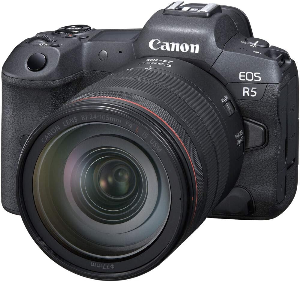 Canon EOS R5 Mirrorless Digital Camera with 24-105mm f/4L Lens (4147C013), 64GB Memory Card, Case, Corel Photo Software, 2 x LPE6 Battery, External Charger, Card Reader, LED Light + More