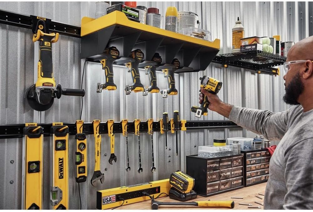 DEWALT Tool Organizer, Power Tool Storage Shelf, Hold up to 5 Tools, 100lb Capacity, DEWALT Workshop Storage System Compatible (DWST82822)