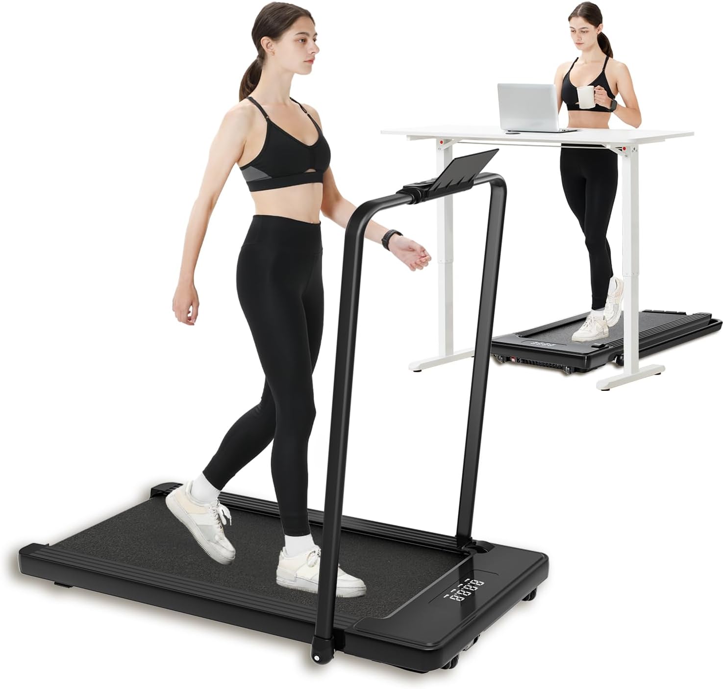 Bifanuo 2 in 1 Folding Treadmill, Smart Walking Running Machine with Bluetooth Audio Speakers, Installation-Free，Under Desk Treadmill for Home/Office Gym Cardio Fitness