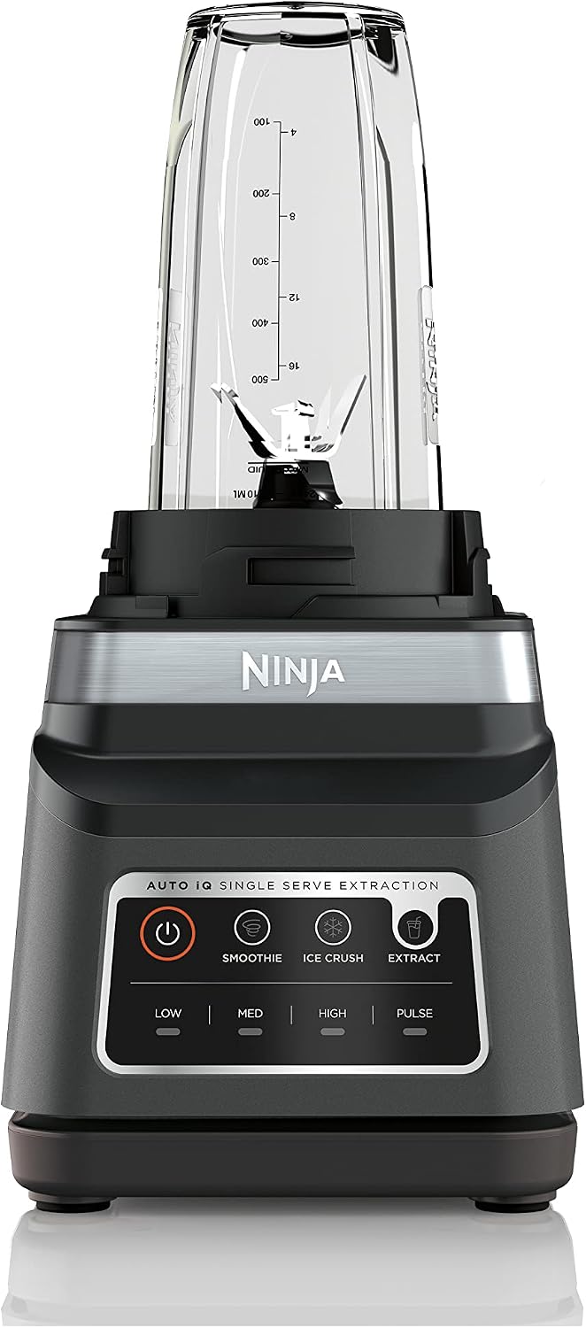 Ninja DB751A Pro Plus DUO Blender, 1400W, Auto-IQ, 3 Modes: Smoothies, Frozen Drinks, 72oz Pitcher, 2x24oz Cups, Pro Blades, Black/Stainless