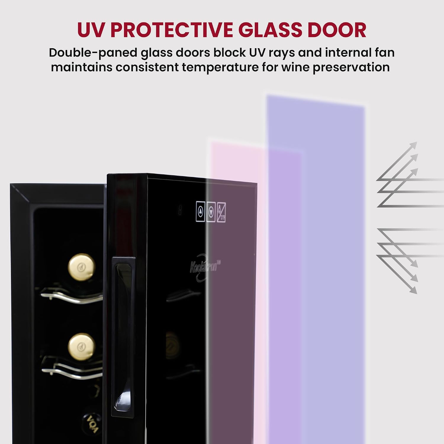 Koolatron 6 Bottle Wine Fridge – Freestanding Wine Cooler with Glass Door, 0.6 cu ft (16 L) Beverage Can Refrigerator, Digital Temperature Control, Ideal for Red, White & Sparkling Wine, Champagne