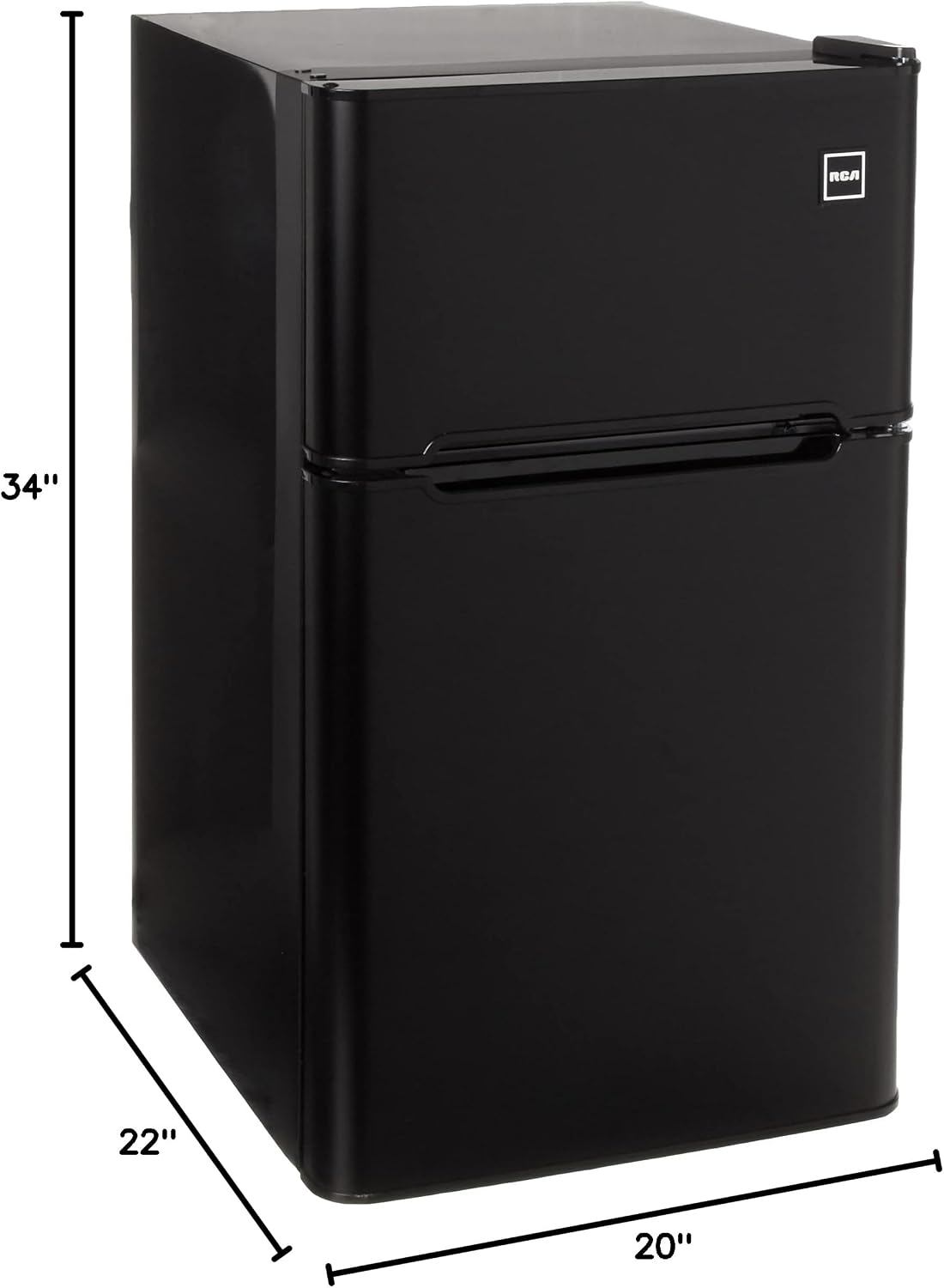 RCA - 2-Door - Compact Refrigerator/Freezer - Reversible Doors - Adjustable Thermostat - 3.2 Cu. Ft. - Black,