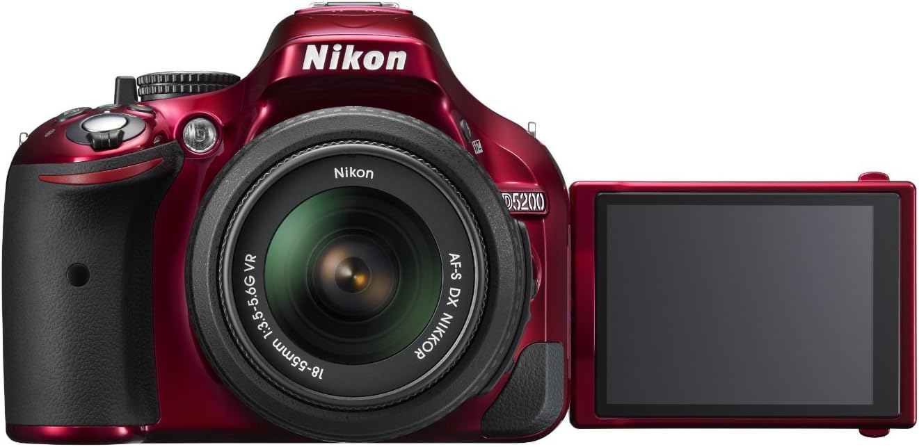 Nikon D5200 24.1 MP CMOS Digital SLR with 18-55mm f/3.5-5.6 AF-S DX VR NIKKOR Zoom Lens (Red)