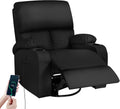 LAFWELL Rocking Recliner Chair, Massage Rocker Recliner Chair with Vibration Massage and Heat, USB and Type-C Ports,360° Swivel Faux Leather Chairs, Living Room, Bedroom, Nursery, RV, Black