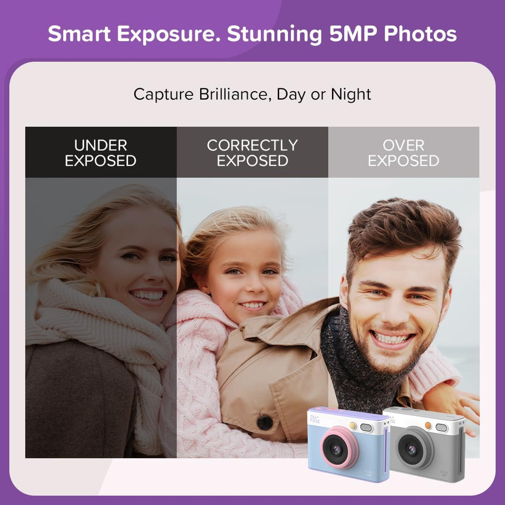 myFirst Camera Insta Lux Instant Print Camera, Real High-Definition Color Prints, WiFi Phone Printing, 5MP Dual Lens, Built-in Filters & Frames, Portable Photo Printer for Kids & Adults (Cotton Candy)