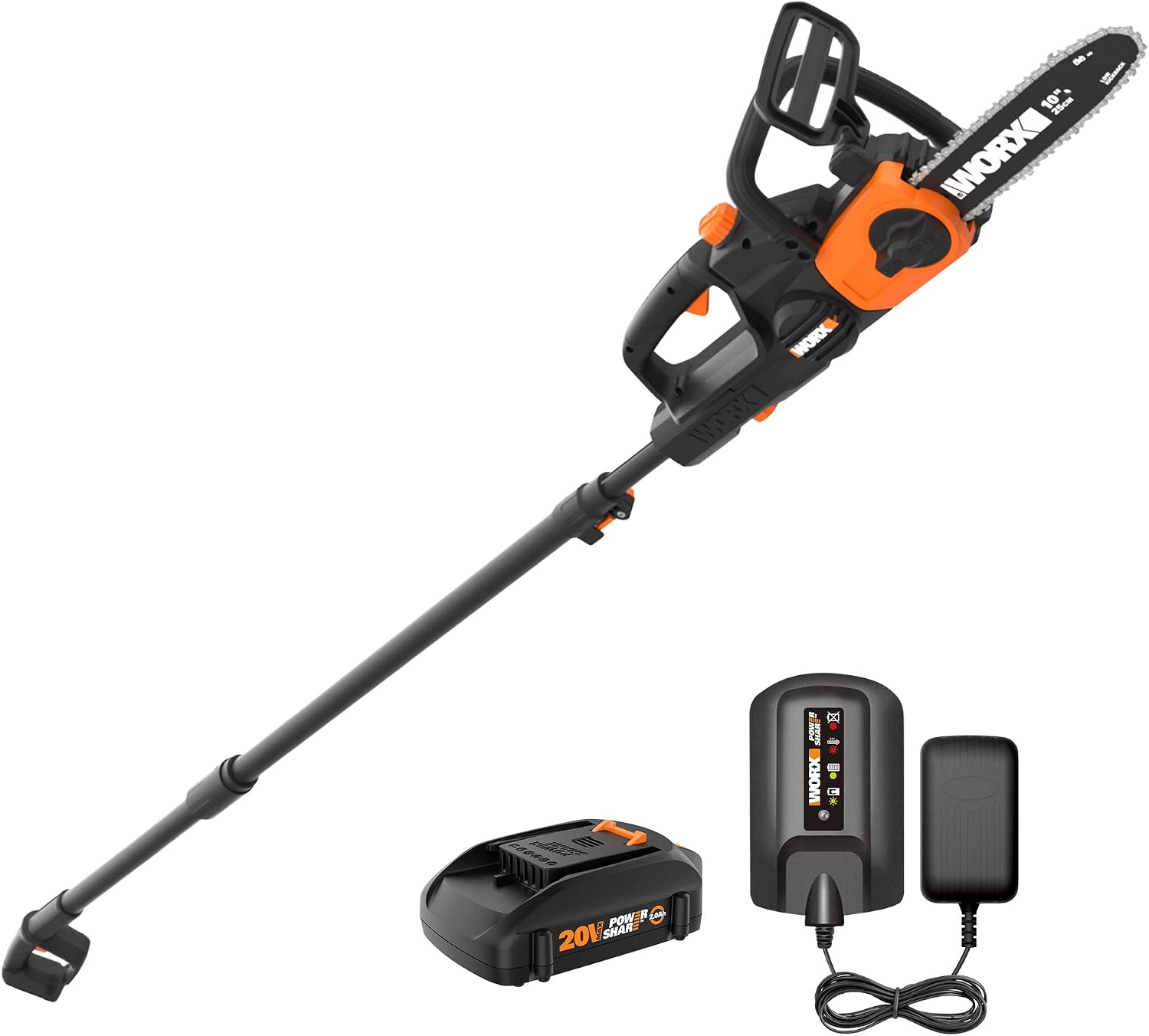 Worx WG323 20V Power Share 10' Cordless Pole/Chain Saw with Auto-Tension (Battery & Charger Included)