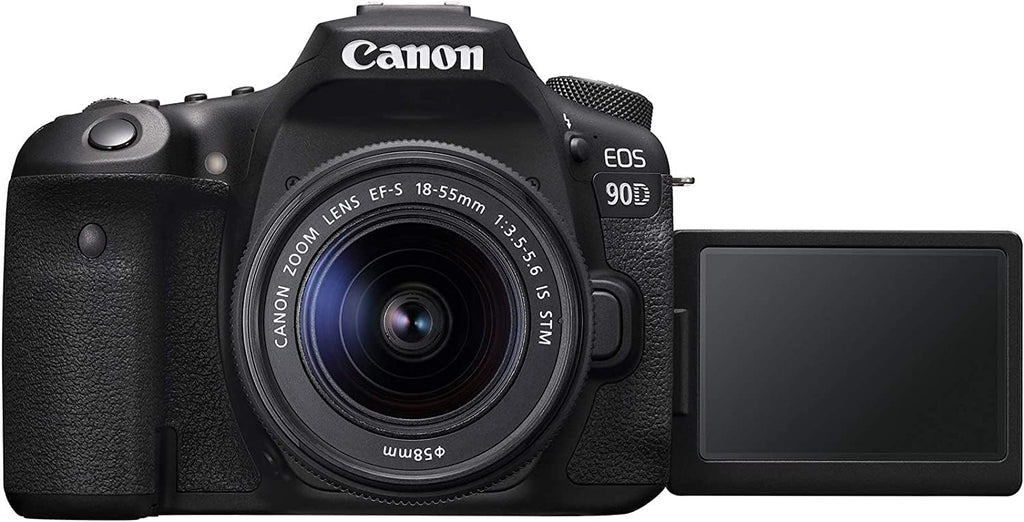 Canon EOS 90D DSLR Camera with EF-S 18-55mm f/4-5.6 is STM Lens + 420-800mm HD Super Zoom Lens Bundle with 128GB Memory + Wide Angle Lens + Telephoto Lens + 3pc Filter Kit + Extra Battery + Pro Kit