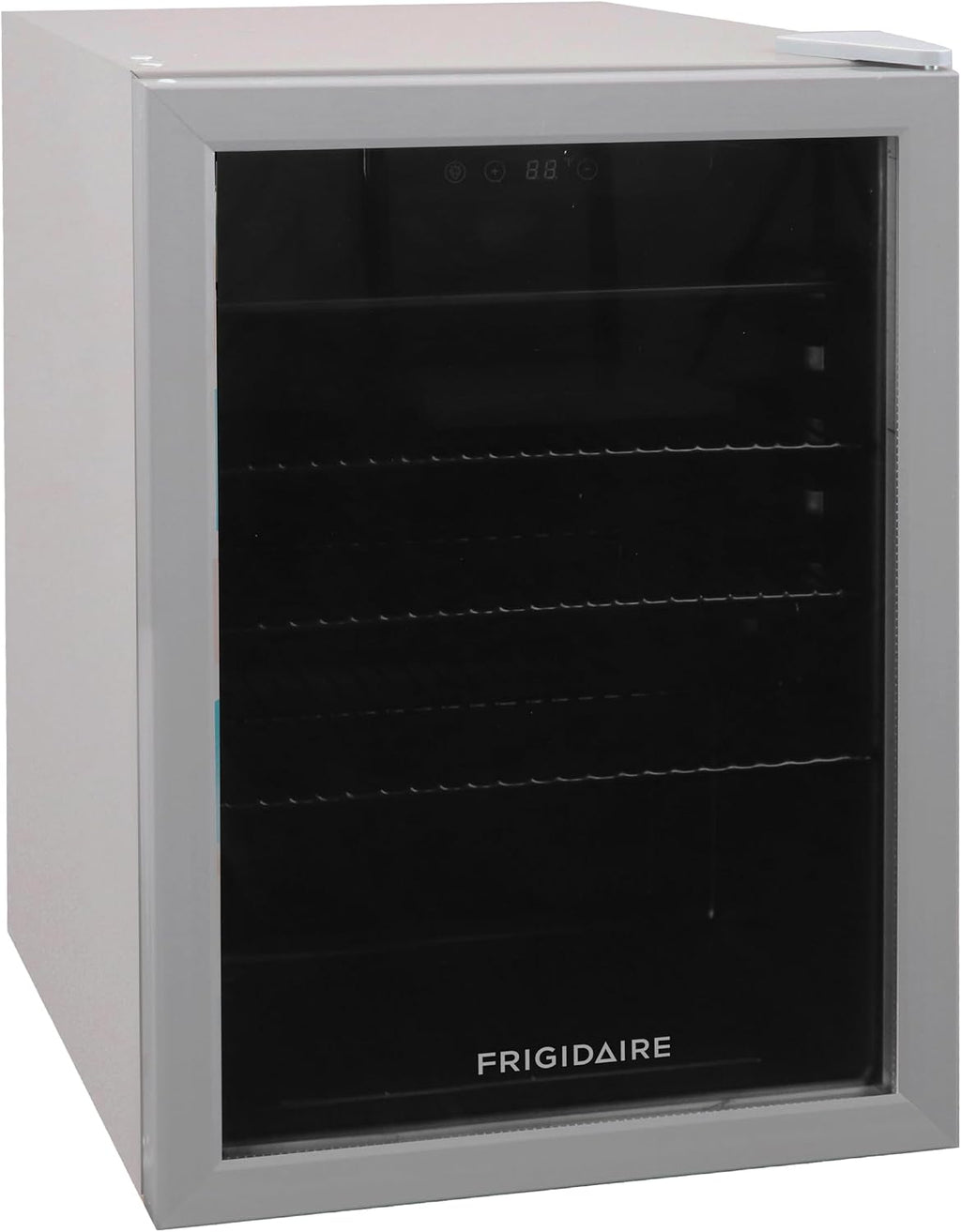 Frigidaire EFMIS9000AMZ, Beverage Fridge Refrigerator with Glass Door, Compact Mini Fridge with Digital Temperature Control Fits 88 Cans or 25 Bottles, 74L Capacity - 19.29'D x 25'W x 17.51'H, Silver