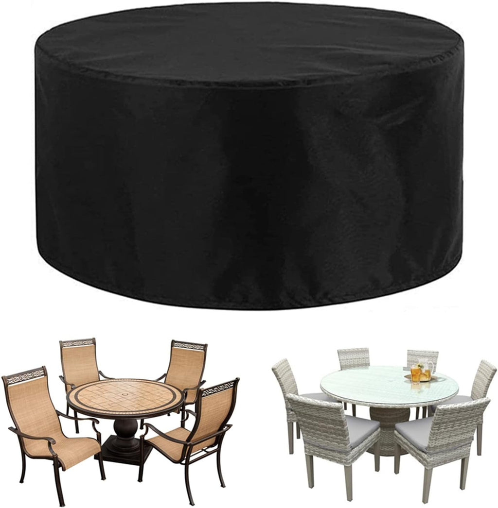 Waterproof Outdoor Furniture Set Covers 114' D x 39' H, Round Dining Table and Chairs Set Cover, 420D Wind Dust Proof Protective Covers for Bad Weather Rain Winter (290x100cm)