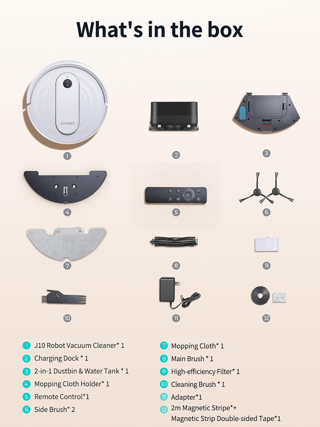 Airzeen Robot Vacuum and Mop with 4000Pa Powerful Suction, 3-in-1 Cleaning, Smart APP & Alexa Control, Self-Charging Robot Vacuum for Pet Hair, Carpets & Hard Floors