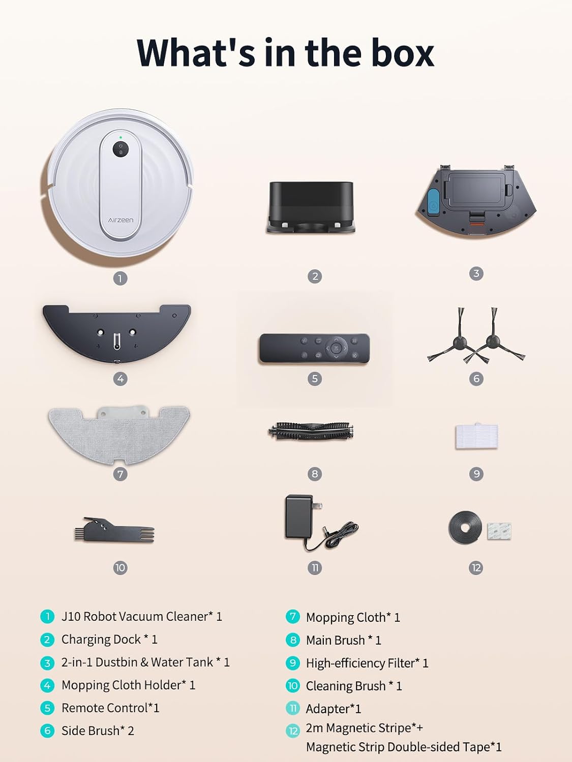 Airzeen Robot Vacuum and Mop with 4000Pa Powerful Suction, 3-in-1 Cleaning, Smart APP & Alexa Control, Self-Charging Robot Vacuum for Pet Hair, Carpets & Hard Floors