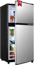 3.8 Cu. Ft Mini Fridge with Freezer, 2 Door Mini Refrigerator with 7 Adjustable Thermostat & Adjustable Glass Shelves, Compact Mini Fridge for Home, Apartment, Office, Silver