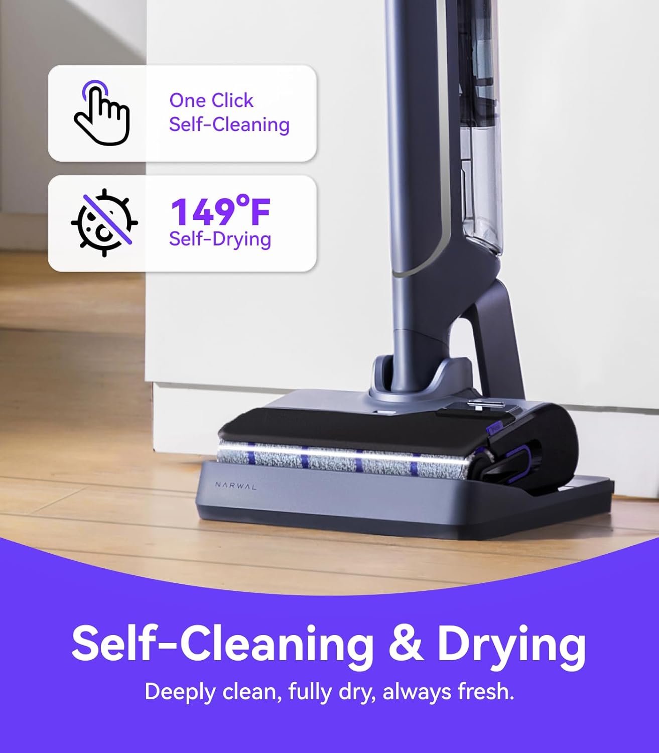 NARWAL S20 Pro Cordless Vacuum Mop with Self-Cleaning, Wet Dry Vacuum Cleaner for Hard Floors, Ideal for Families with Kids and Pets (Renewed)