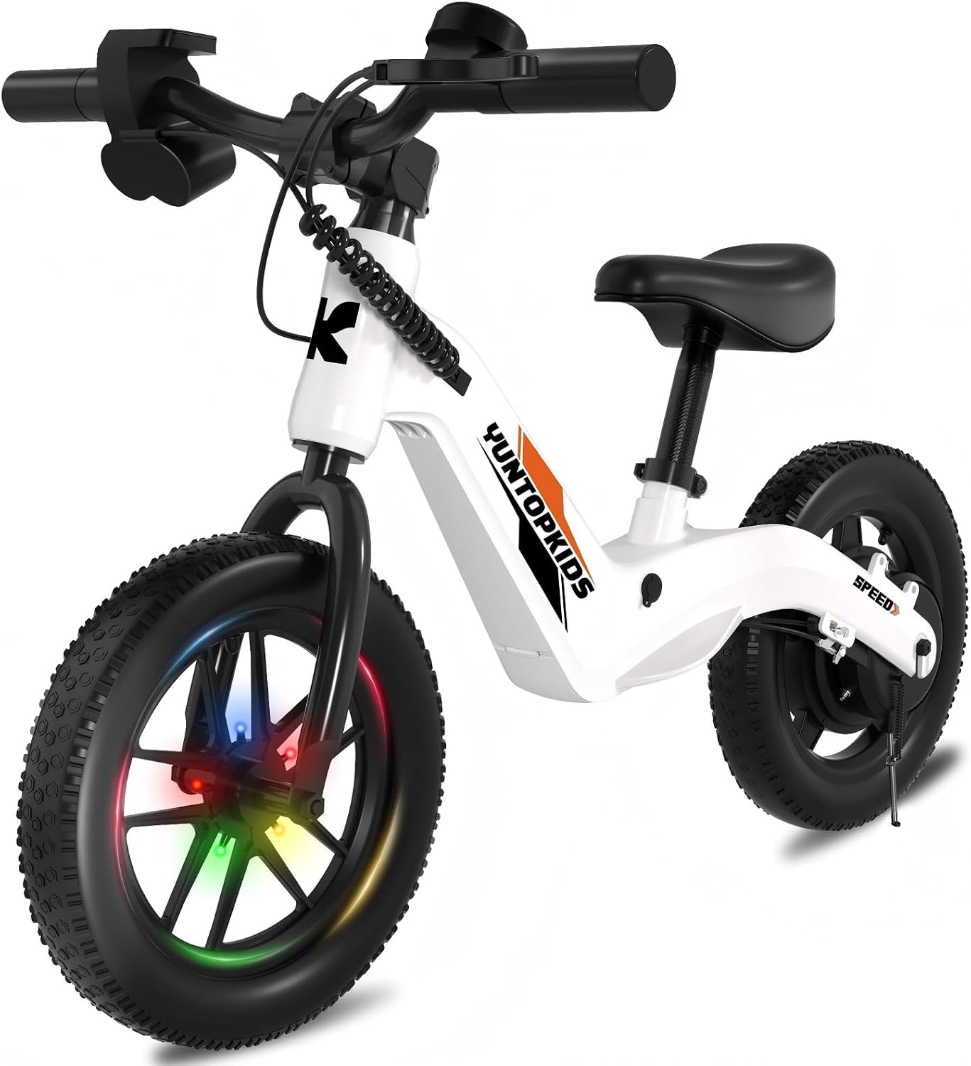 YunTopKids Electric Balance Bike for Kids Ages 3-5, 12 Inch Tires,Safe Start,3 Speeds up to 9.3 MPH,LCD,180W 24V Kids Electric Bike with Adjustable Seat,Fast Charger,LED Light