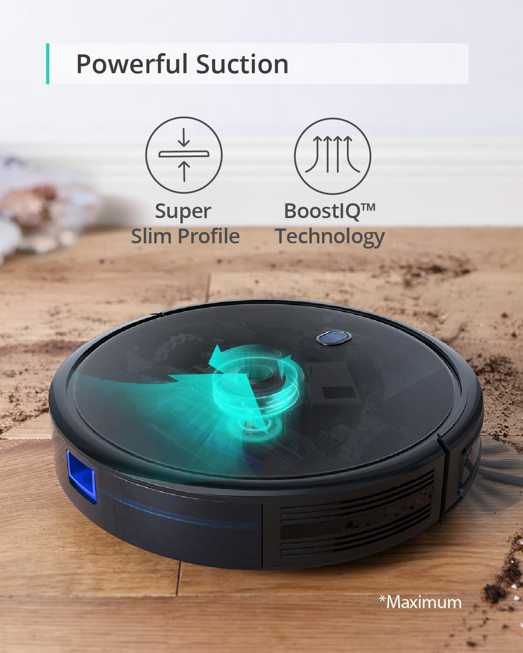eufy Certified Like-New BoostIQ RoboVac 11S MAX Robot Vacuum Cleaner, Super-Thin, Powerful Suction, Quiet, Self-Charging, Cleans Hard Floors to Medium-Pile Carpets, Black (Renewed)