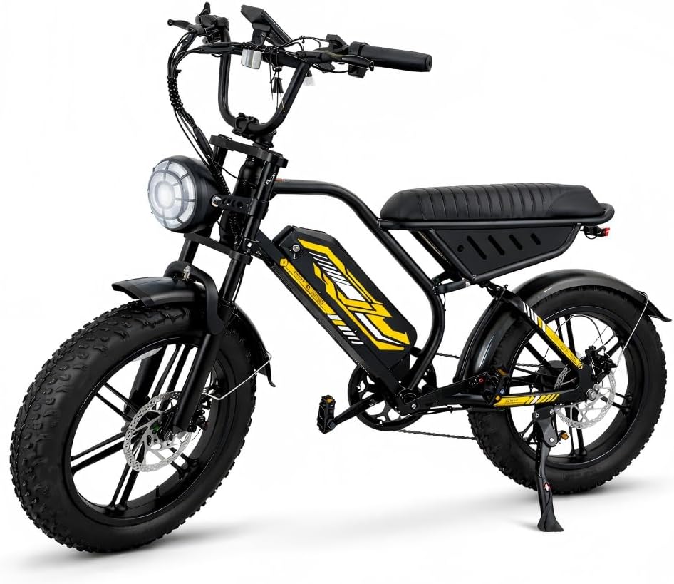 Moped Style Electric Bike for Adults-20 x 4.0 Fat Tire Ebike, Peak 1000W Motor, NFC & Password Unlock, Long Seat, 48V 18.2Ah Battery, Up to 28 MPH, UL 2849 Certified