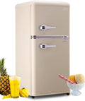KRIB BLING 3.5 Cu.Ft Refrigerator with Freezer, 2 Doors Fridge with Adjustable Thermostat Control, Refrigerator for Kitchen, Dorm, Apartment, Garage, Office, Cream