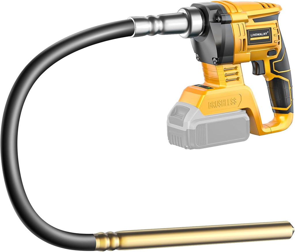 LIVOWALNY Handheld Concrete Vibrating Tool Compatible with Dewalt 20V Battery (No Battery), 600W Cordless Electric Concrete Vibrator with 3.8ft Shaft Rod,6000RPM Portable Vibrarator Remove Air Bubble