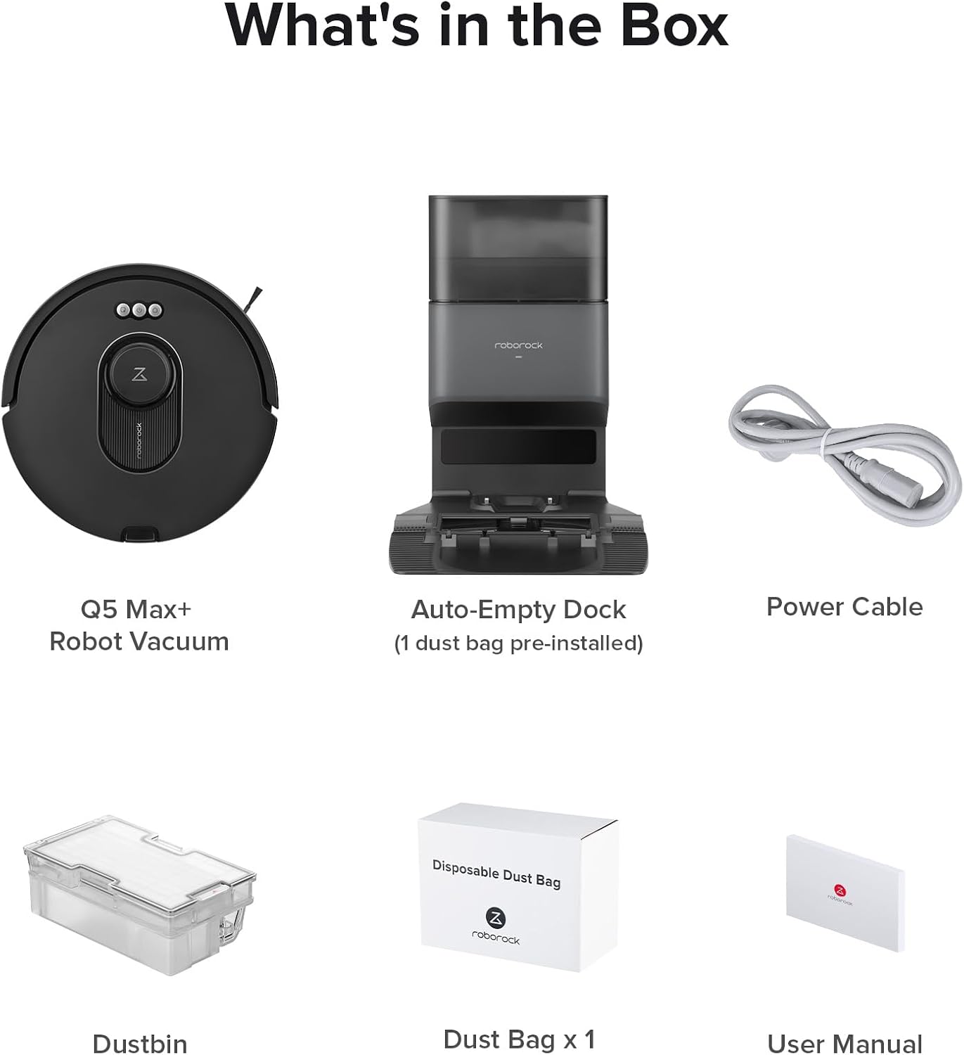 roborock Q5 Max+ Robot Vacuum with Self-Empty Dock, Upgraded from Q5+, 5500 Pa Suction, DuoRoller Brush, Hands-Free Cleaning for up to 7 Weeks, PreciSense LiDAR Navigation, App & Voice Control