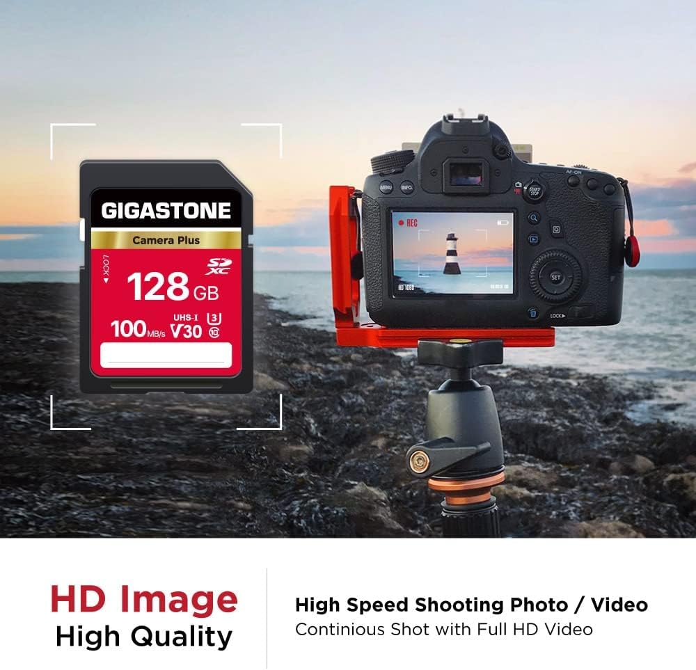 GIGASTONE 128GB SD Card 10-Pack, Camera Plus, V30 U3 SDXC Memory Card High Speed UHD Video Compatible with Canon Digital Camera, with 10 Mini case