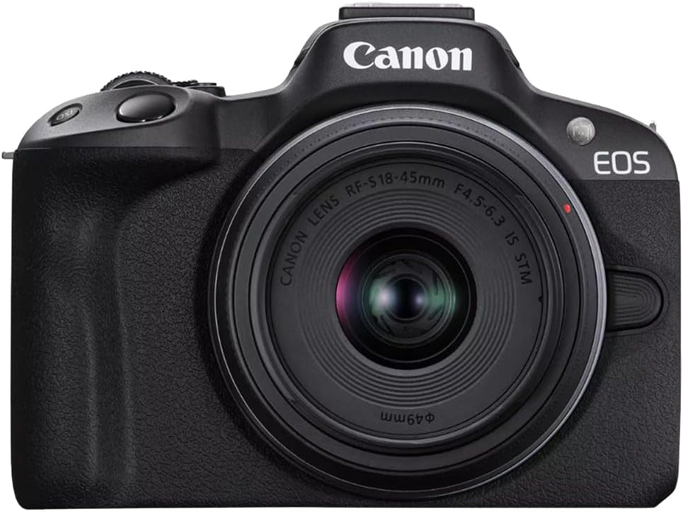 Canon EOS R50 Mirrorless Camera (Black) with RF-S 18-45mm F4.5-6.3 is STM Lens 5811C012 Bundle with Deco Gear Photography Bag + Microphone + Tripod + Software & Accessories Kit