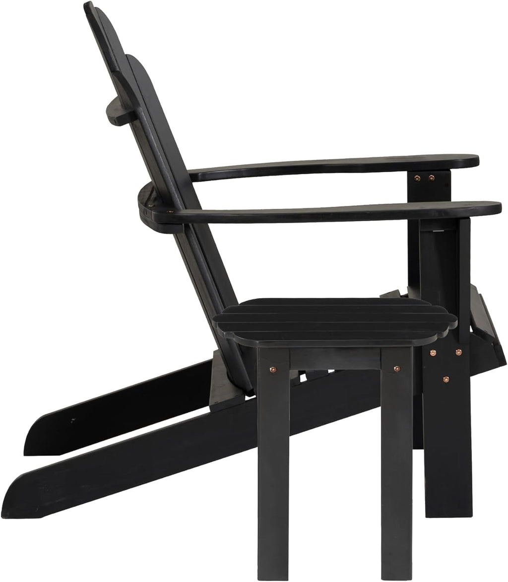 Linon Jayce Black Solid Wood Adirondack Two Piece Chair and Side Table Set