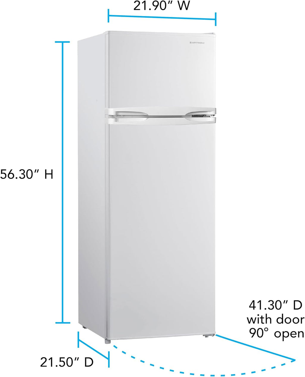 West Bend Apartment Refrigerator Freestanding Reversible Dual Doors Full Fridge with Freezer, Full-Range Temperature Control with Adjustable and Removable Door Bins and Shelves, 7.5-Cu.Ft, White