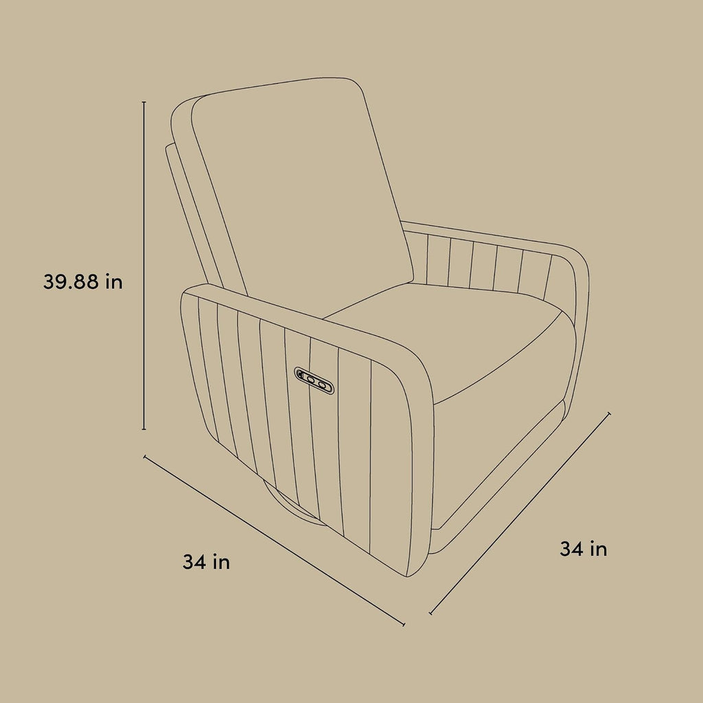 Storkcraft Kyoto Deluxe Extra-Wide Power Recliner Swivel Glider – Premium Electronic Nursery Wide Glider Rocking Chair, Oeko-TEX 100 Certified, Includes Dual-USB Charging Port (Ivory Basketweave)