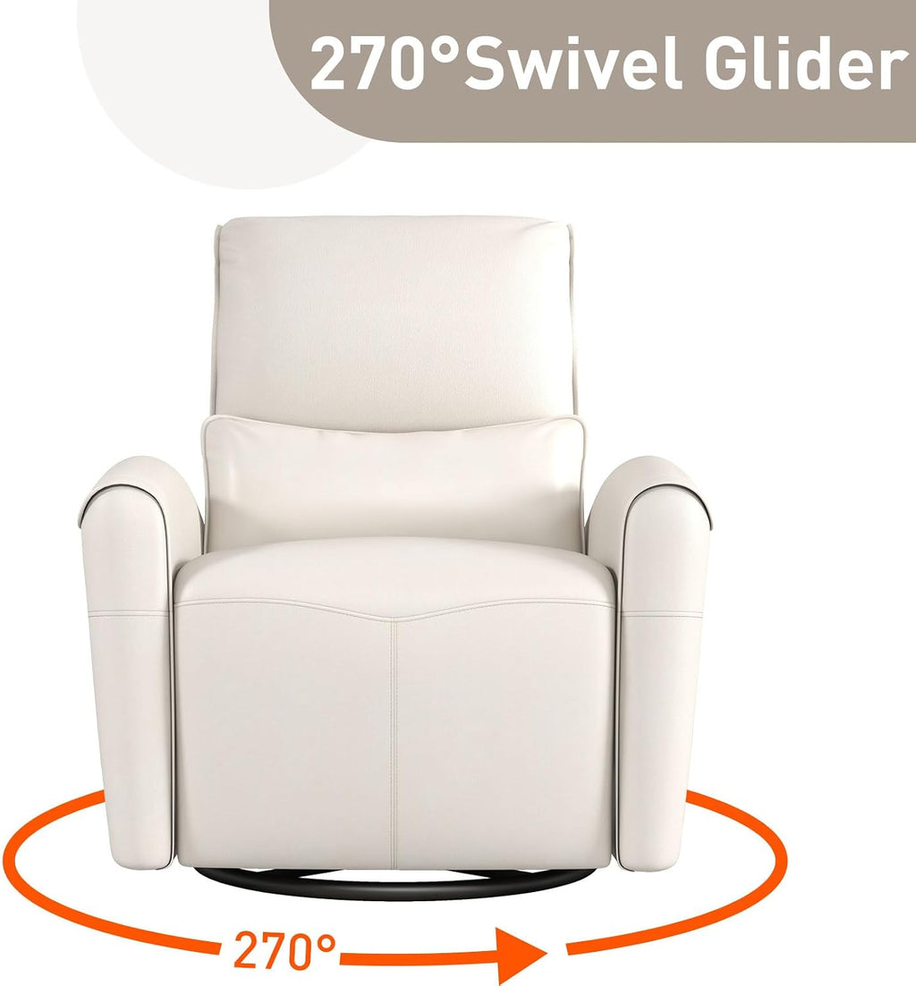 Bonzy Home Power Swivel Rocker Recliner Chair with USB Port, 23.2' Wide Seat, Fixed Lumbar Support, Upholstered Glider Chair for Nursery Living Room, Beige