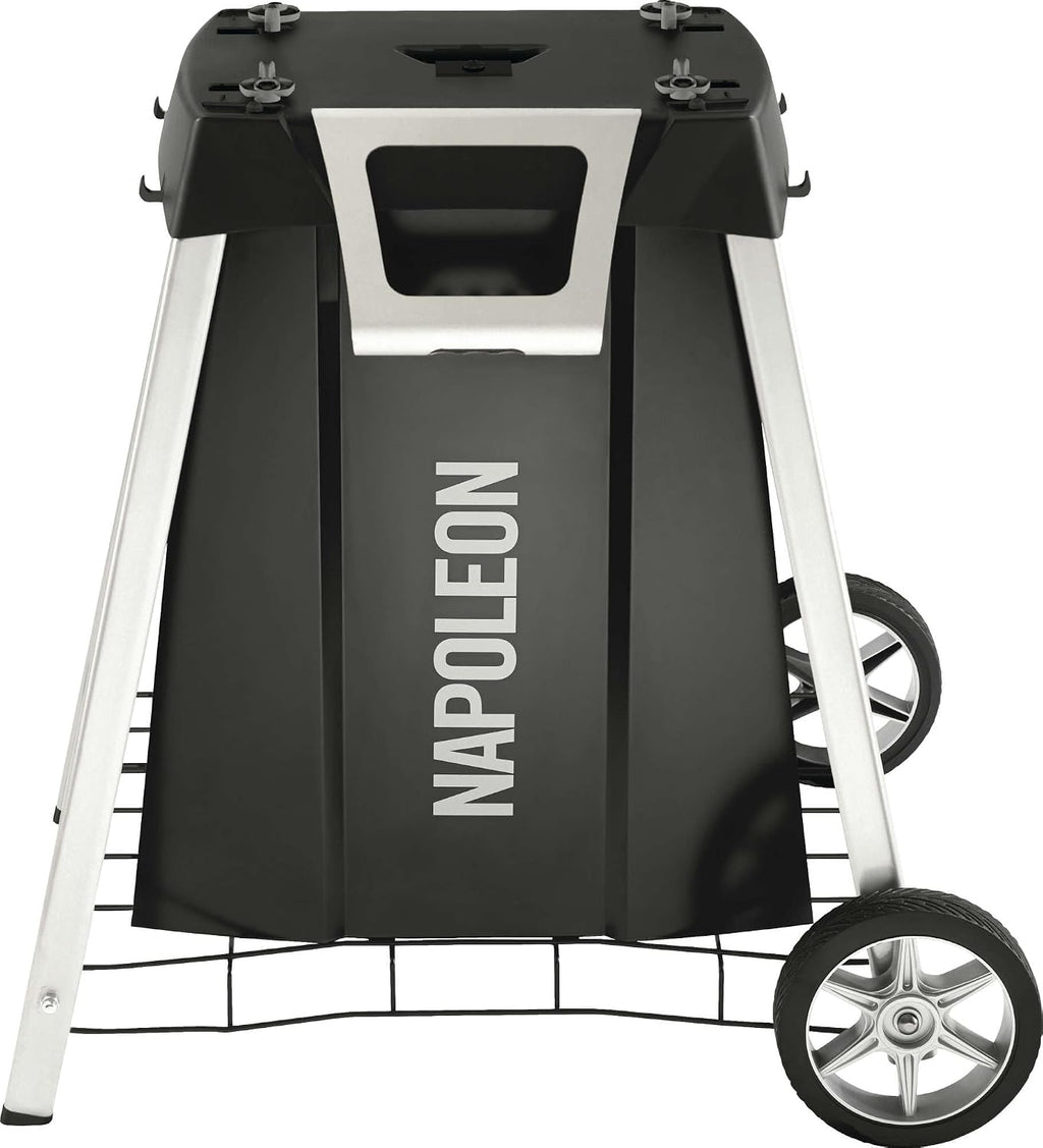Napoleon BBQ Grill Accessory, TravelQ Stand for PRO285, Stainless Steel Condiment Tray, Integrated Bottle Opener, Concealed Propane Storage, Removable Side Shelves, All-Season Wheels