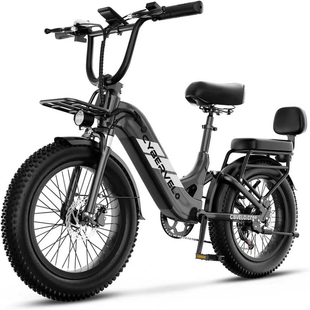 Cybervelo 1500W Motor Peak Electric Bike for Adults and Teenagers, 48V 20AH Removable Battery Step Thru EBike, 30+MPH, 80 Miles Max Range, 20' Fat Tire Adult Electric Bicycles for 7 Speed