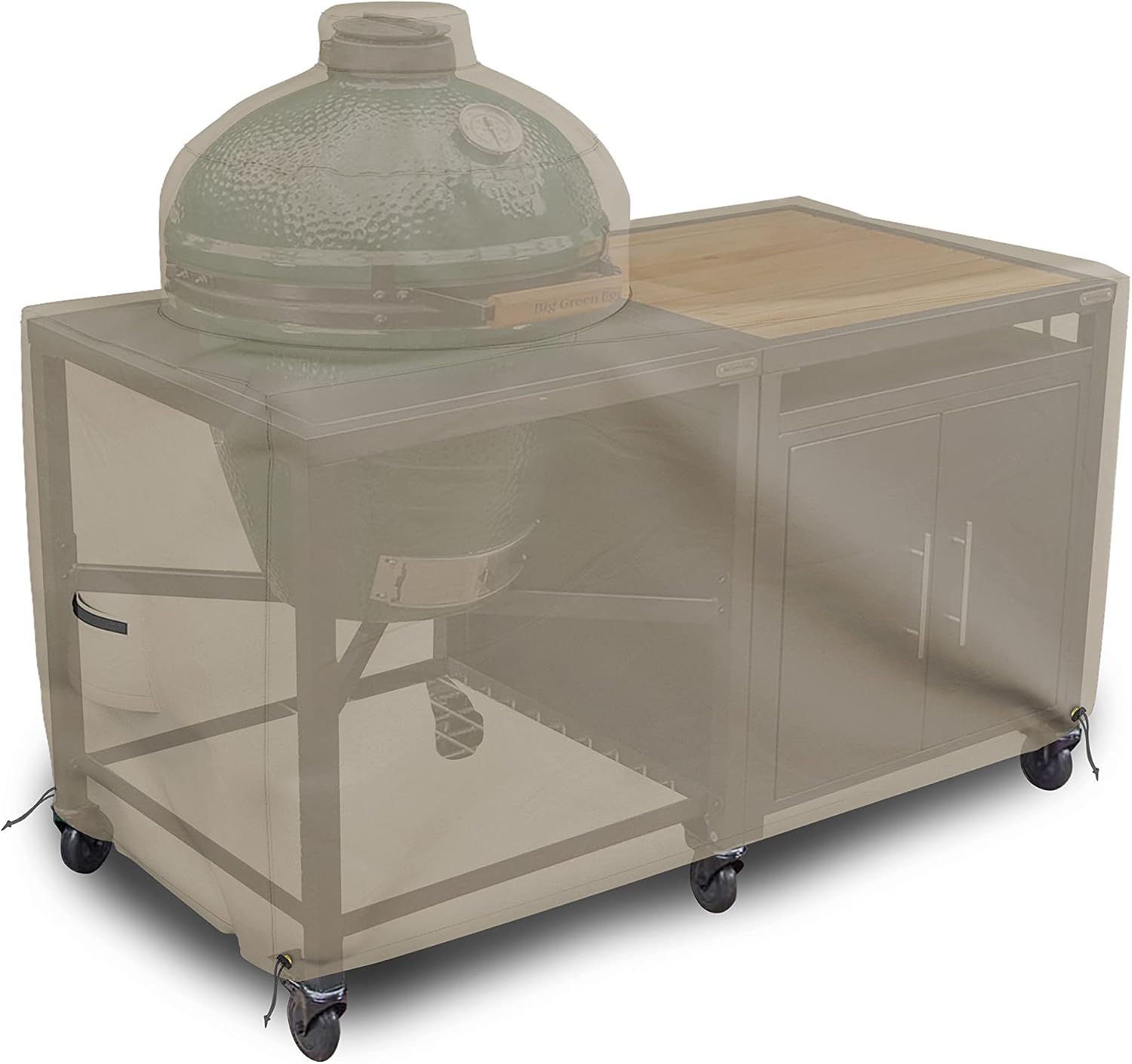 Covers & all Big Egg Grill Cover, 12 Oz Waterproof UV & Weather Resistant, PVC Coated Outdoor Cover with Air Vents & Drawstrings (60' L x 36' D x 50' H, Beige)