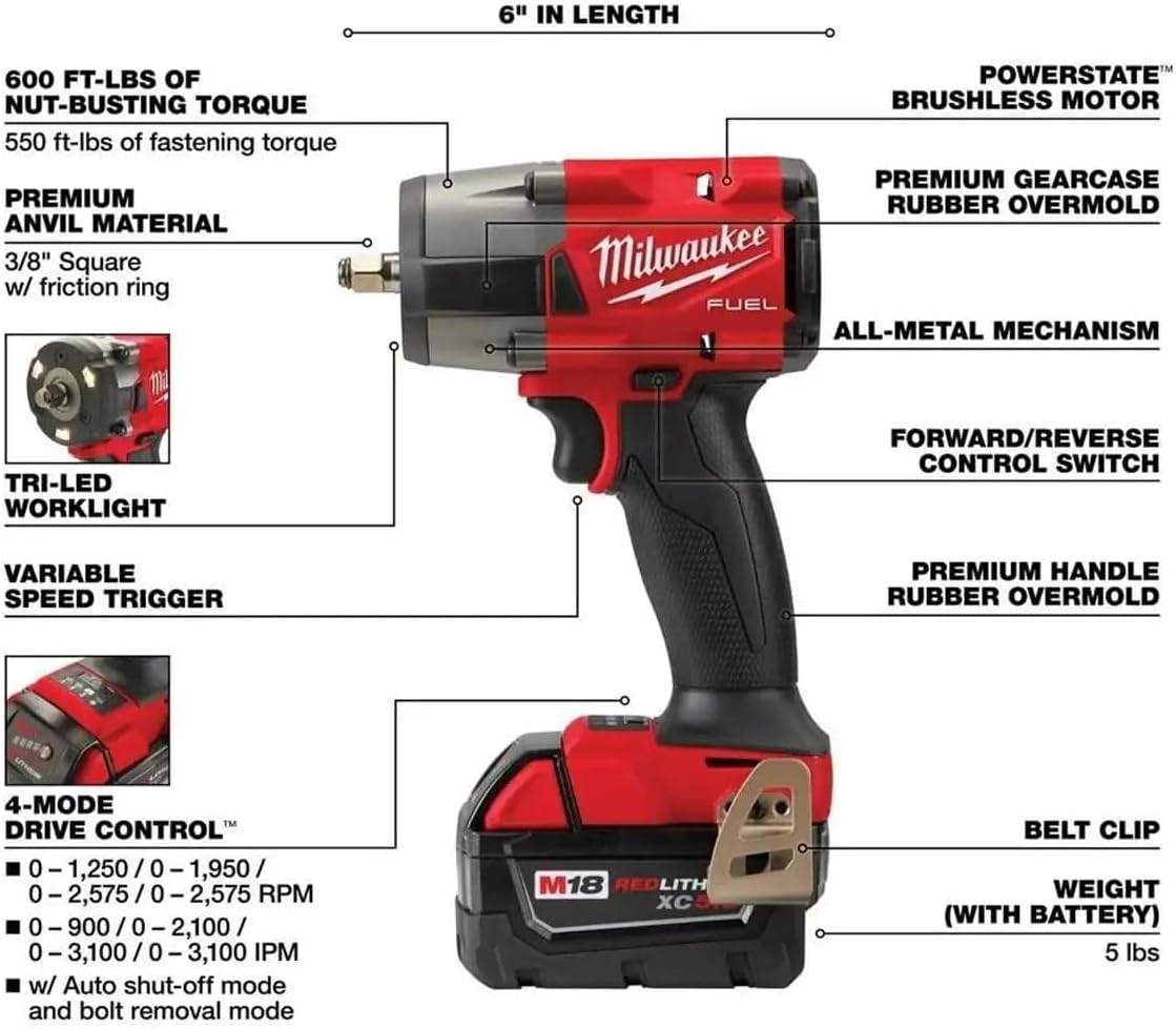 Milwaukee Electric - M18 Fuel 1/2 HTIW 3/8 MTIW Automotive Combo K