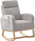 GAOMON Rocking Chair Glider for Nursery, Comfy Rocker Nursery with Side Pocket & High Backrest, Baby Rocking Chair for Breastfeeding, Upholstered Rocker & Living Room, Light Gray