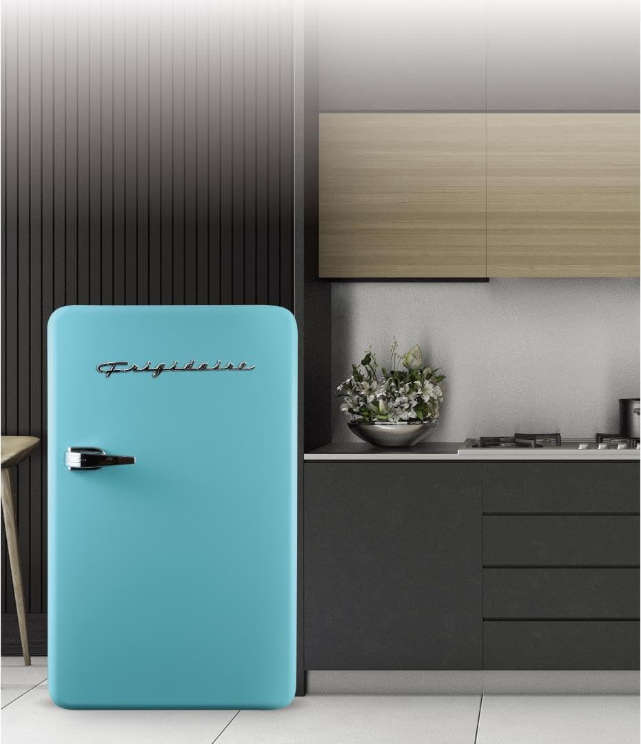FRIGIDAIRE EFR372-BLUE 3.2 Cu Ft Blue Retro Compact Rounded Corner Premium Mini Fridge