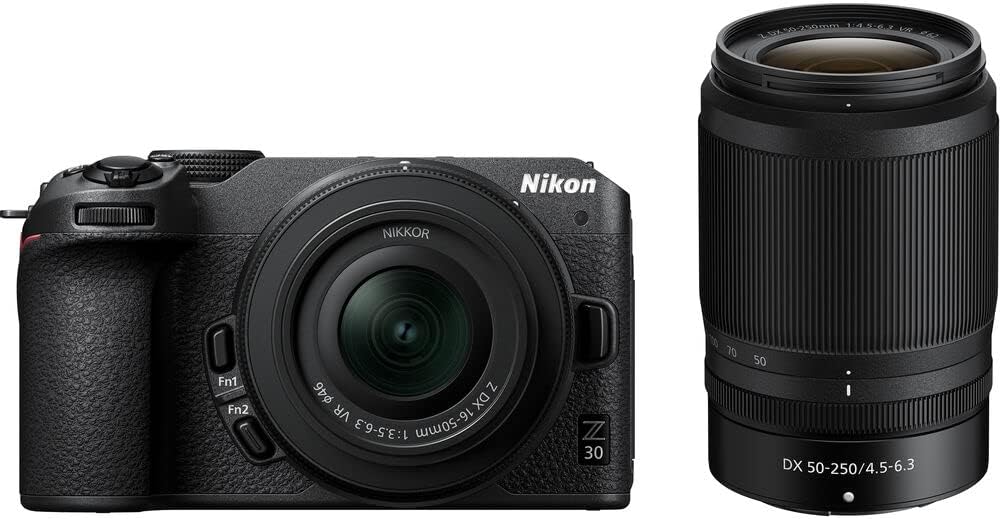 Nikon Z30 Mirrorless Camera with 16-50mm and 50-250mm Lenses + Soft Case + Cleaning Kit + Memory Card Wallet + Extreme PRO 64GB Card + Card Reader + Hand Strap + 12 Inch Flex Tripod