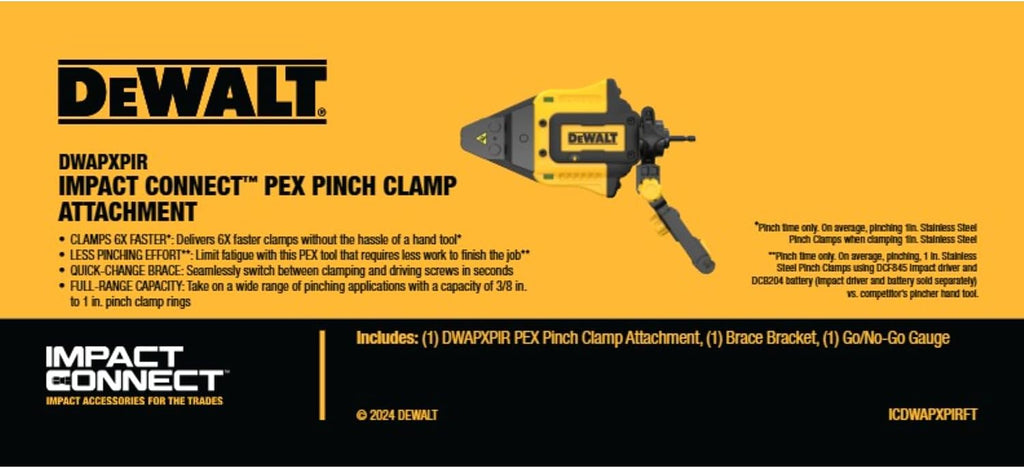 DEWALT IMPACT CONNECT PEX Pinch Clamp Attachment for Impact Driver, Plumbing Tool (DWAPXPIR)