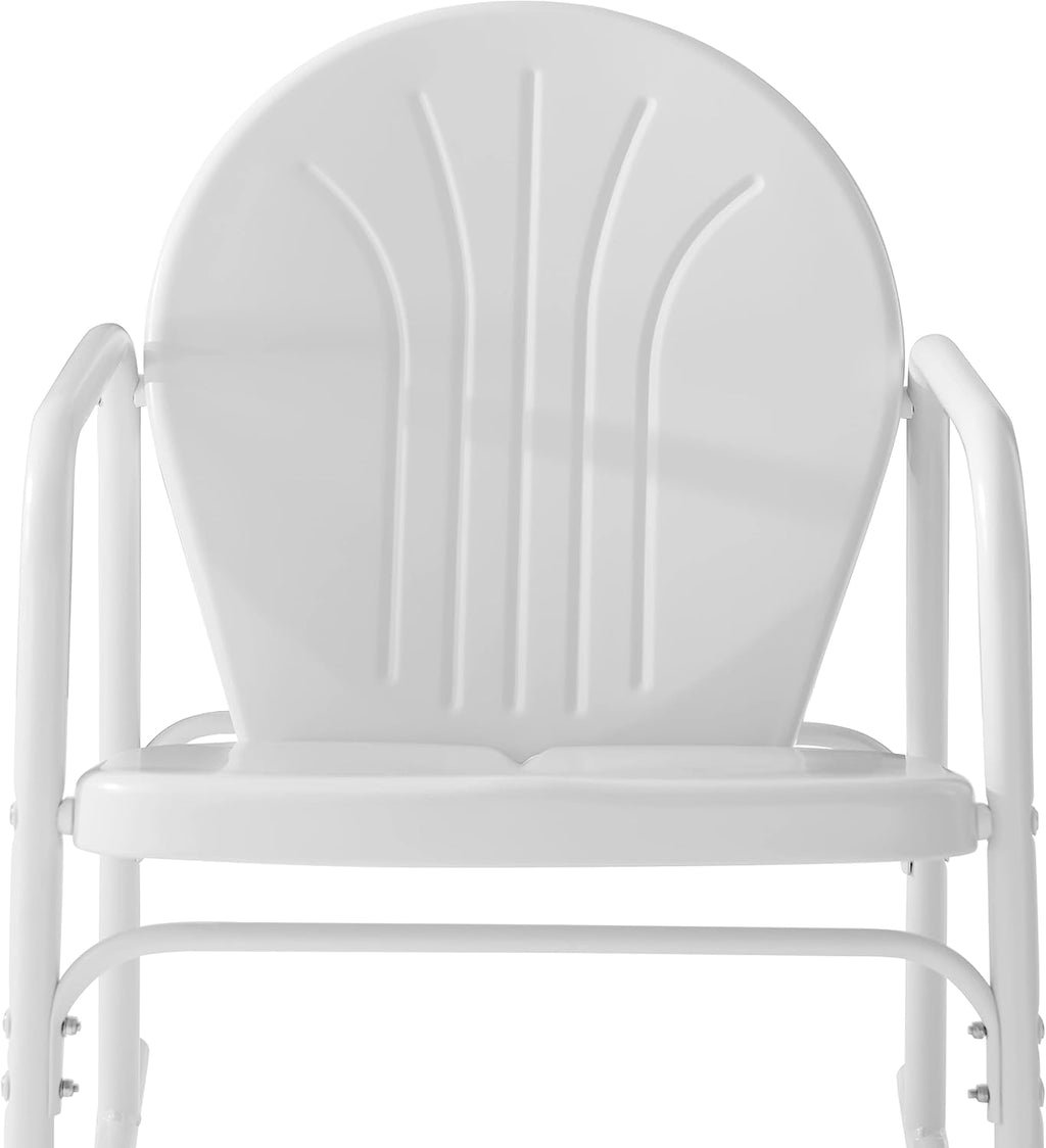 Crosley Furniture Griffith Retro Metal Outdoor Rocking Chairs, Set of 2, for Porch, Deck, Balcony, Backyard, White Gloss