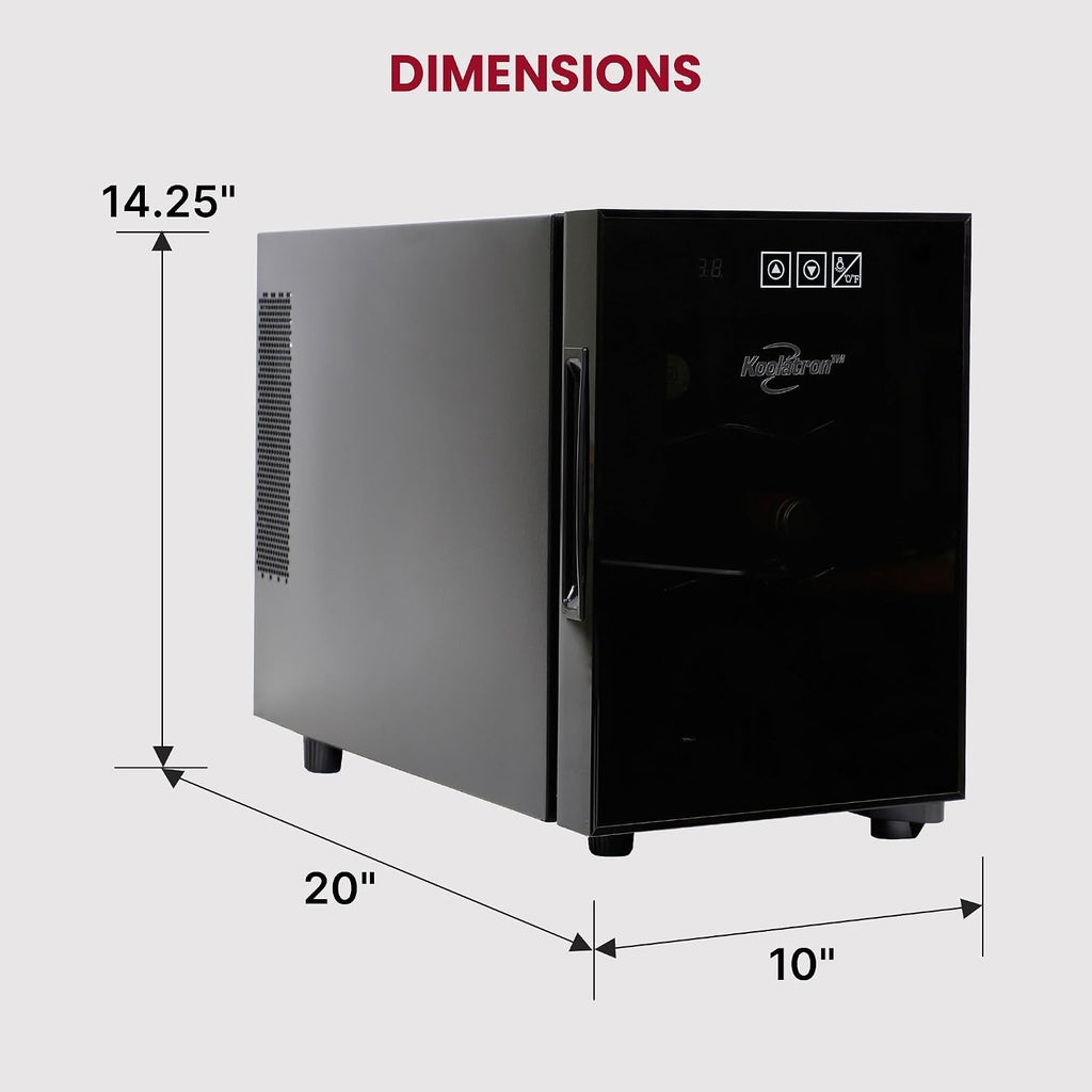 Koolatron 6 Bottle Wine Fridge – Freestanding Wine Cooler with Glass Door, 0.6 cu ft (16 L) Beverage Can Refrigerator, Digital Temperature Control, Ideal for Red, White & Sparkling Wine, Champagne