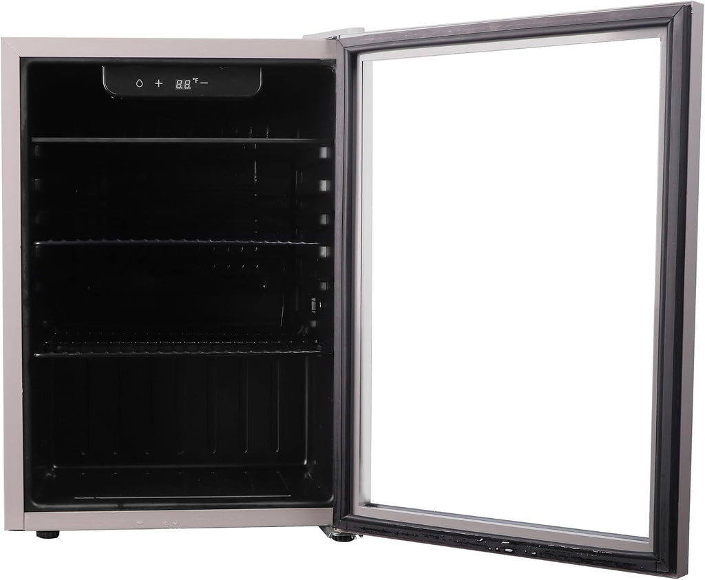 Frigidaire EFMIS9000AMZ, Beverage Fridge Refrigerator with Glass Door, Compact Mini Fridge with Digital Temperature Control Fits 88 Cans or 25 Bottles, 74L Capacity - 19.29'D x 25'W x 17.51'H, Silver